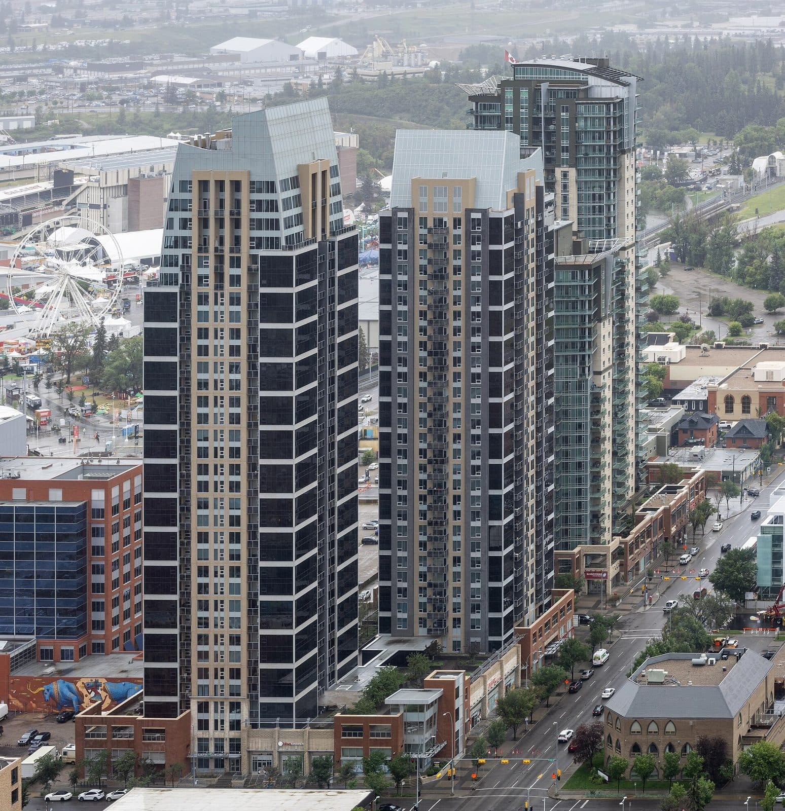 Sasso with the neighbouring Nuera and Alura towers in Victoria Park, seen from the Calgary Tower