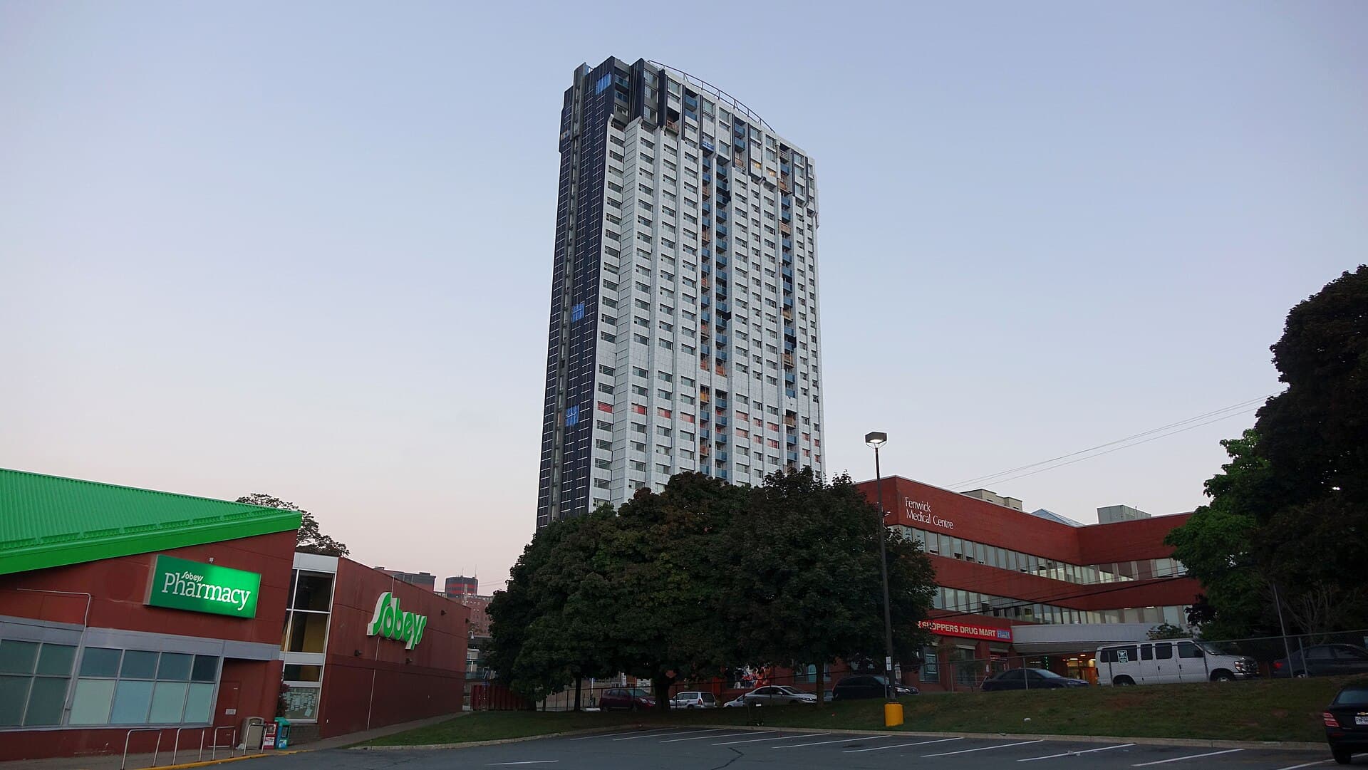 Fenwick Tower rising above the South End skyline in Halifax