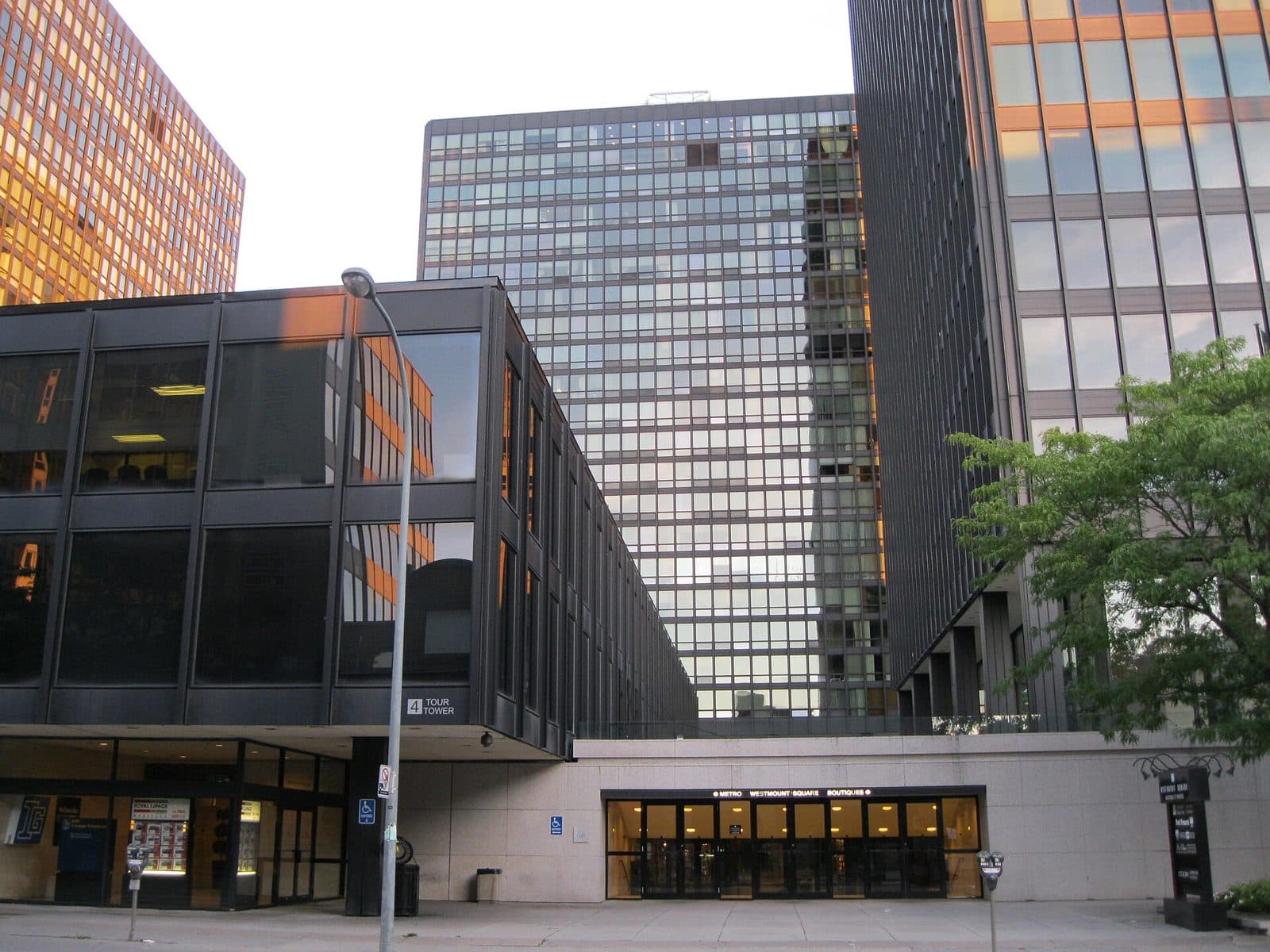 The entrance pavilion and a tower at Westmount Square