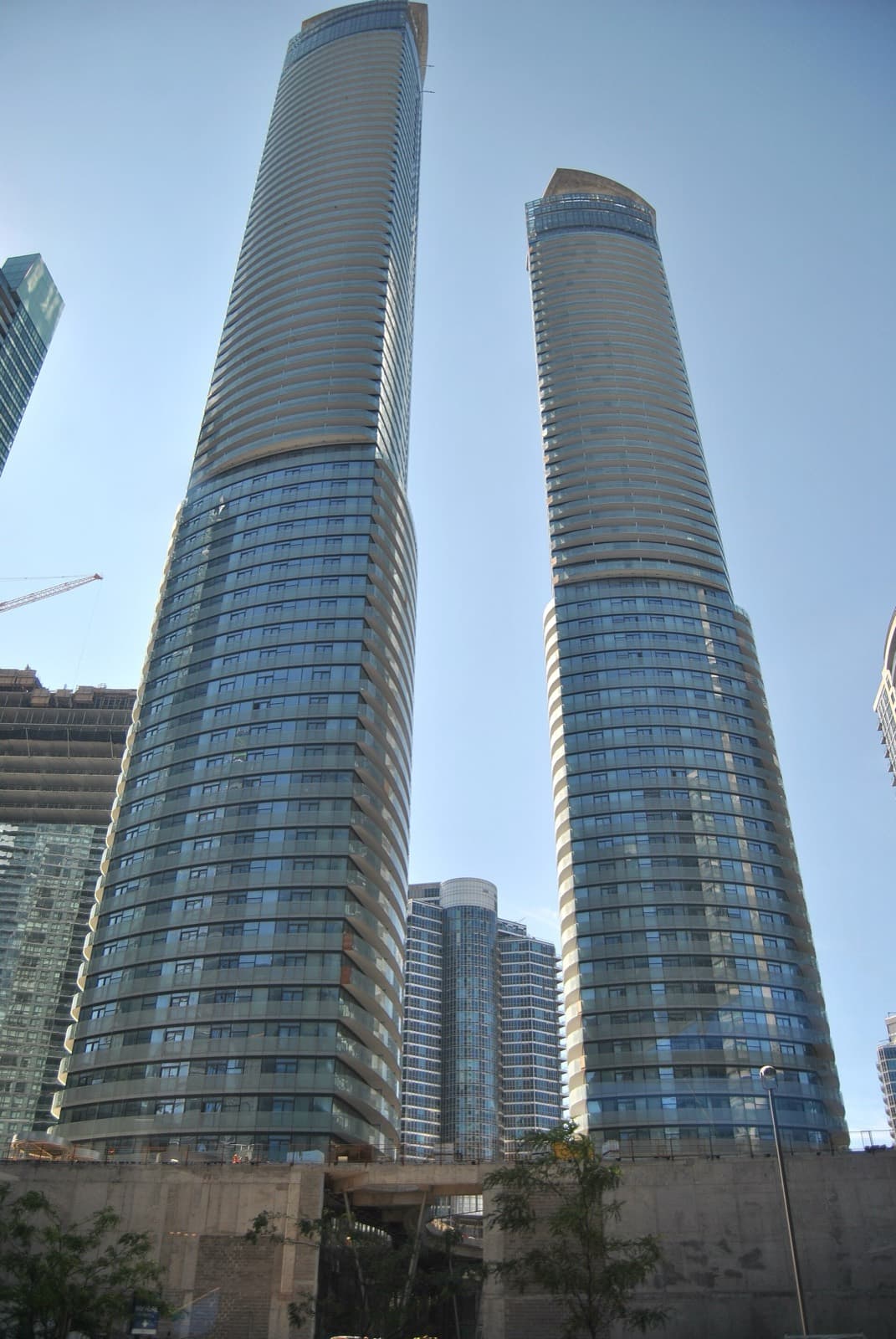 Looking up at the ICE Condominiums towers from York Street