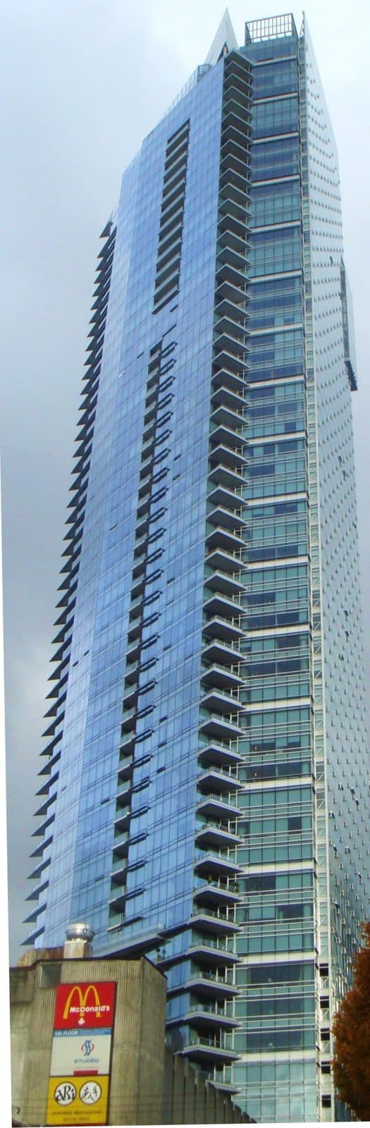 Full height of the Living Shangri-La tower from West Georgia Street