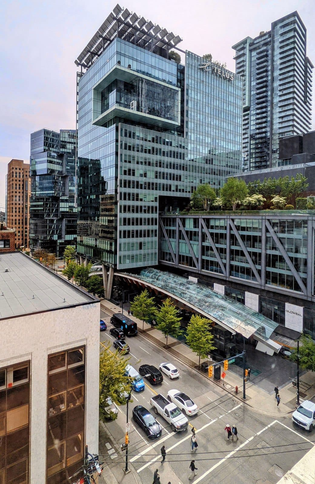 The TELUS Garden office and residential development seen from above