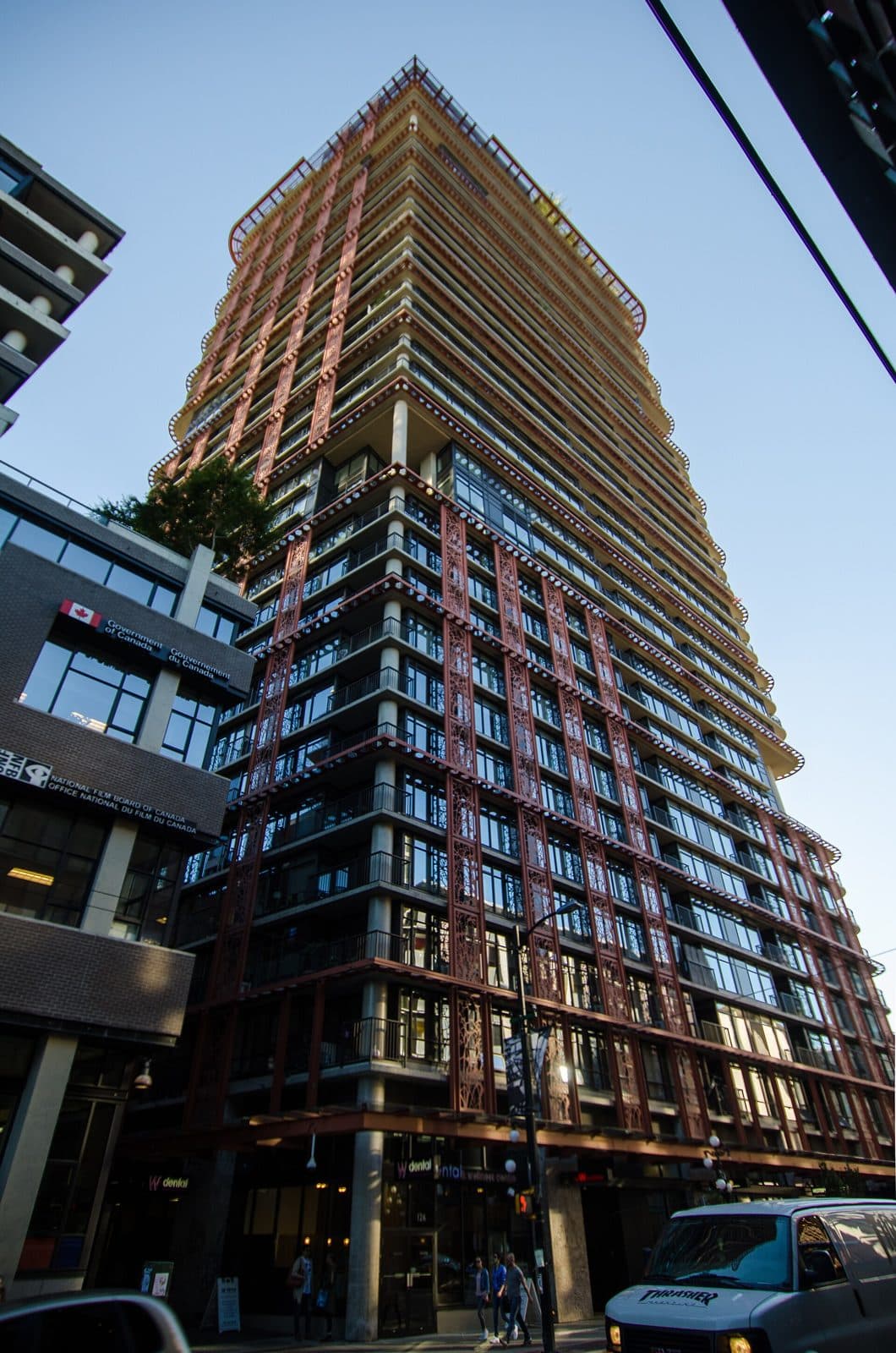 Looking up at the Woodward's W43 tower